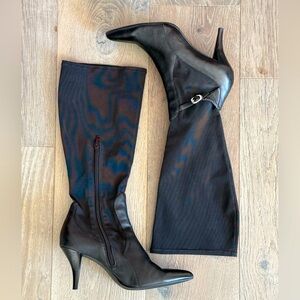 Nine West KneeHigh 3” Heel Blk Leather & Water Resistant Material SideZip Boot-9